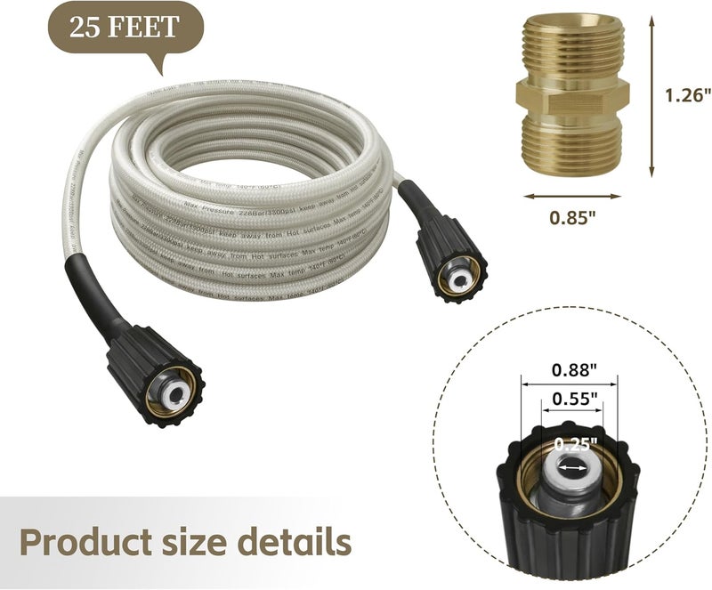 KAZFFD Pressure Washer Hose for Ryobi Power Washer Hose, Replacement for Ryobi 25ft Durable Pressure Braided Hose RY14122 & RY141900, Anti-Kink Design High Pressure Washer Hose Parts #308835065 - Image 2